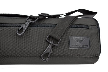 Close up of Sankyo flute soft case cover with detachable shoulder strap