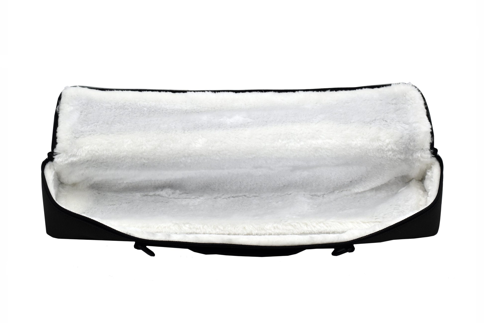 Sankyo flute soft case cover open displaying white fleece lined interior 