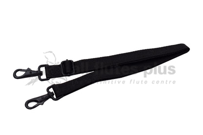 Outer flute case shoulder strap with attachment clips 