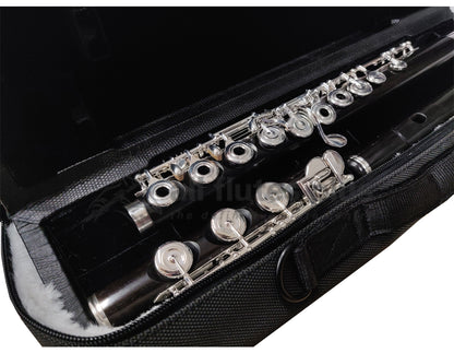 Sankyo Handmade Grenadilla Flute footjoint close up