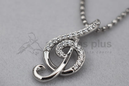 Sterling Silver Treble Clef & Stones Pendant