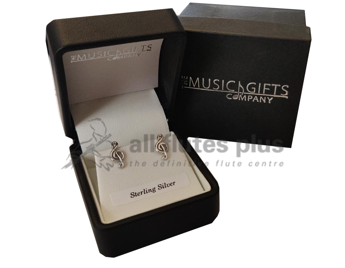 Treble Clef Silver Earrings