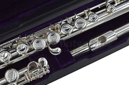 Trevor James 5XE Flute in an Open Case with Purple Velvet 