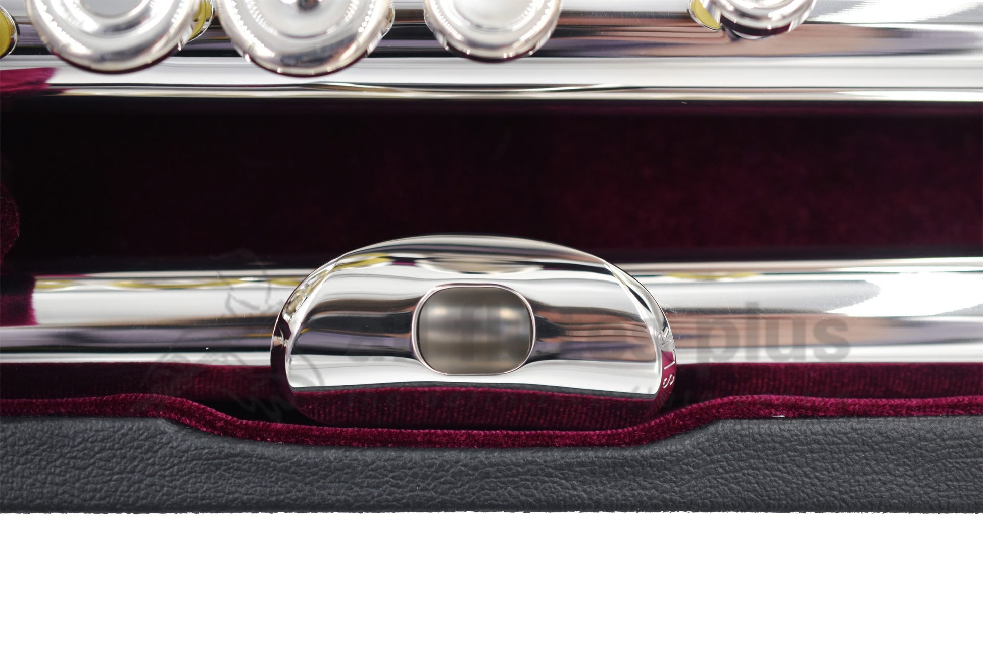 Trevor James Performers Privilege flute close up of embouchure hole and lip plate