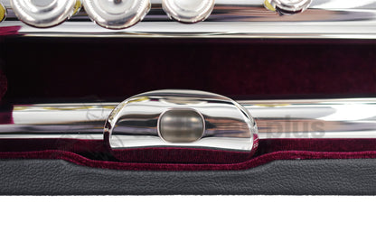 Trevor James Performers Privilege flute close up of embouchure hole and lip plate