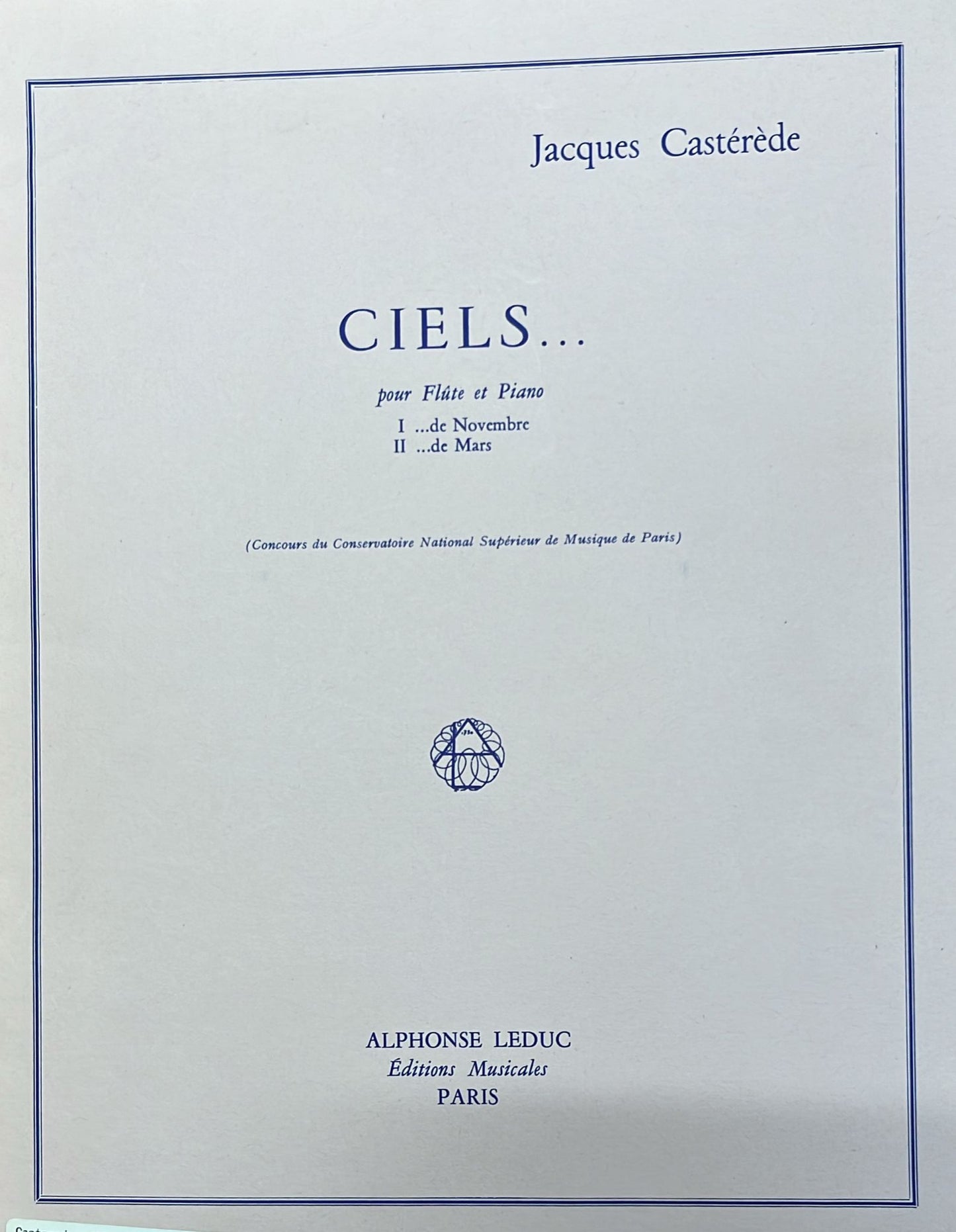 Castérède- Ciels for Flute and Piano