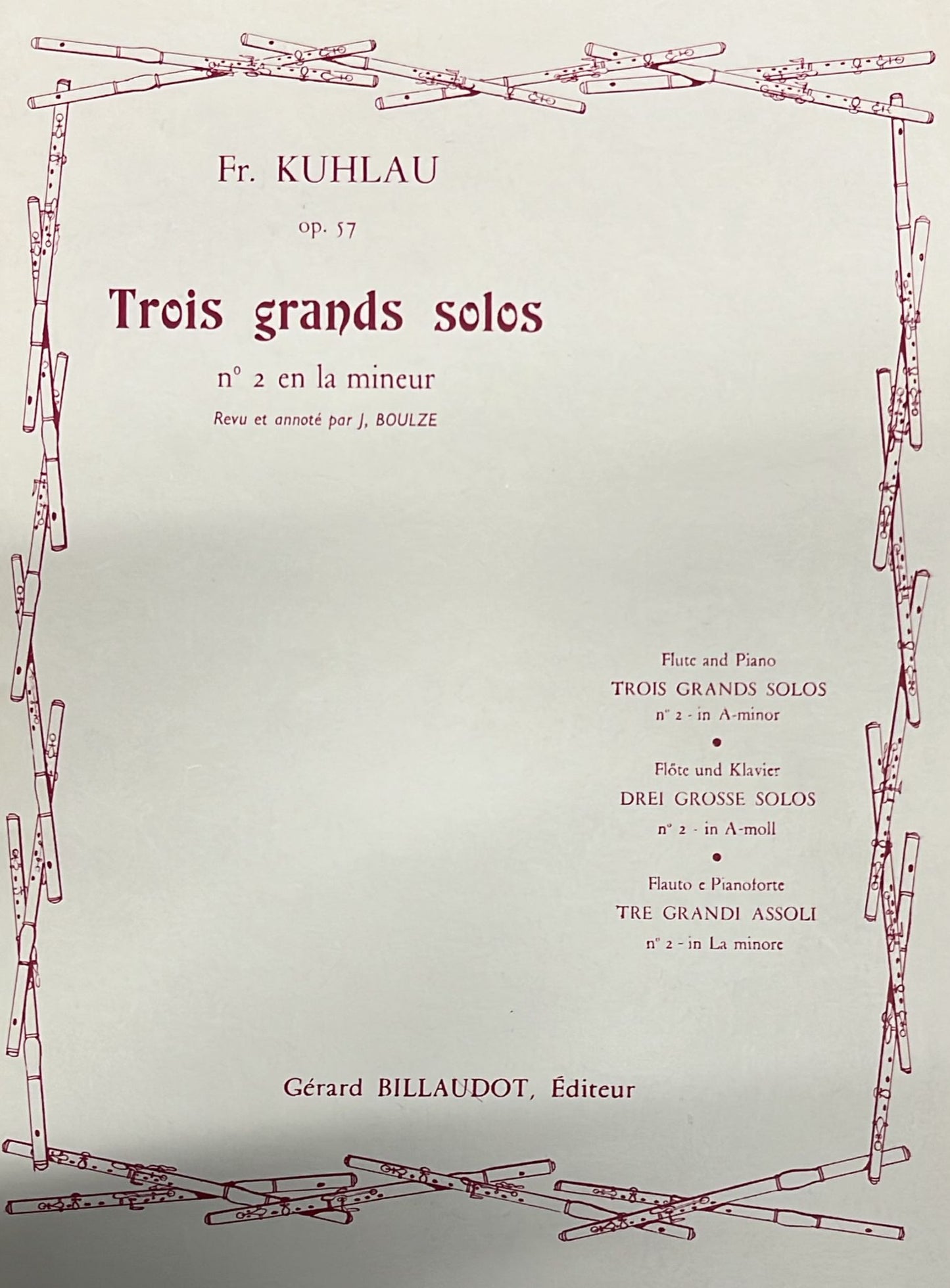 Kuhlau- Trois Grands Solos No 2 in A minor for Flute & Piano