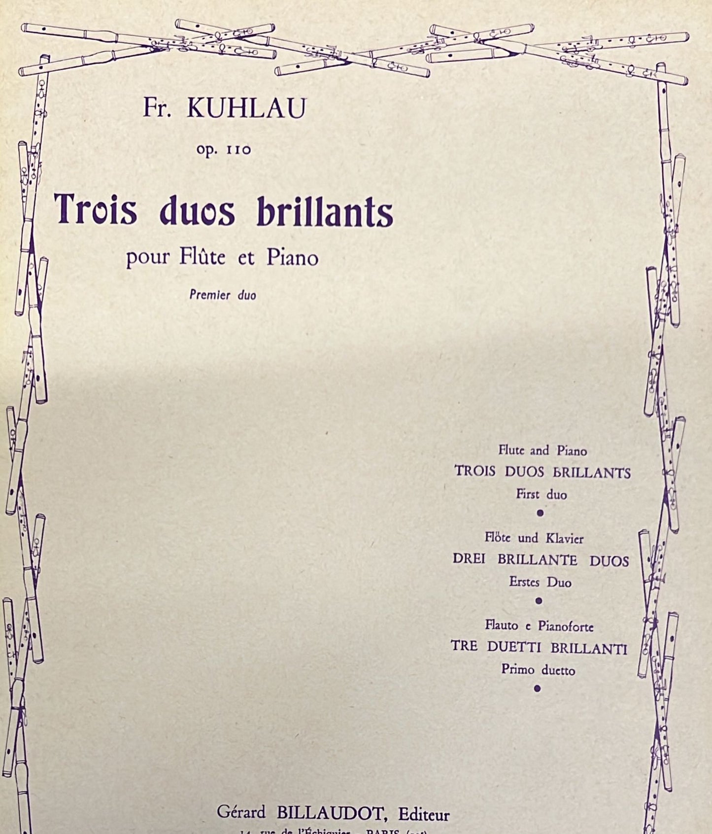 Kuhlau- 3 Brilliant Dus for Flute and Piano
