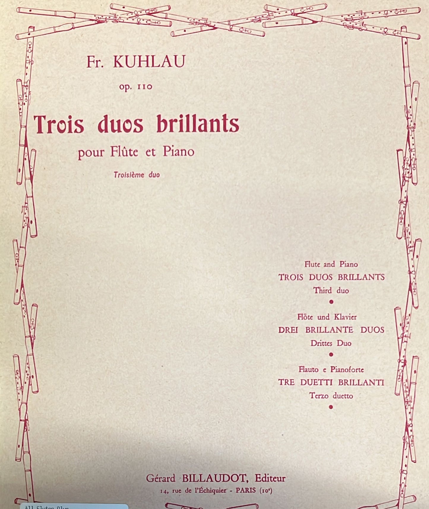 Kuhlau- 3 Brilliant Dus for Flute and Piano