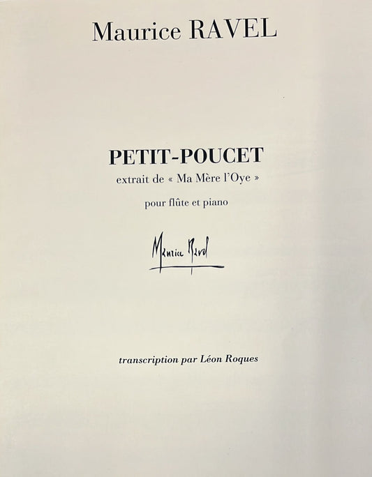 Ravel- Petit-Poucet from "Ma Mère l'Oye" for Flute and Piano