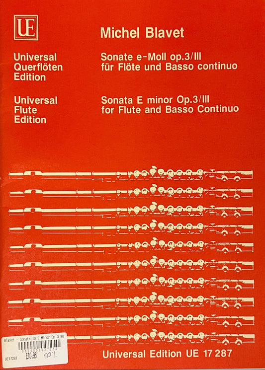 Blavet- Sonata in E minor for Flute and Piano, Op. 2 No. 3 for Flute, Piano and Basso Continuo (UE)