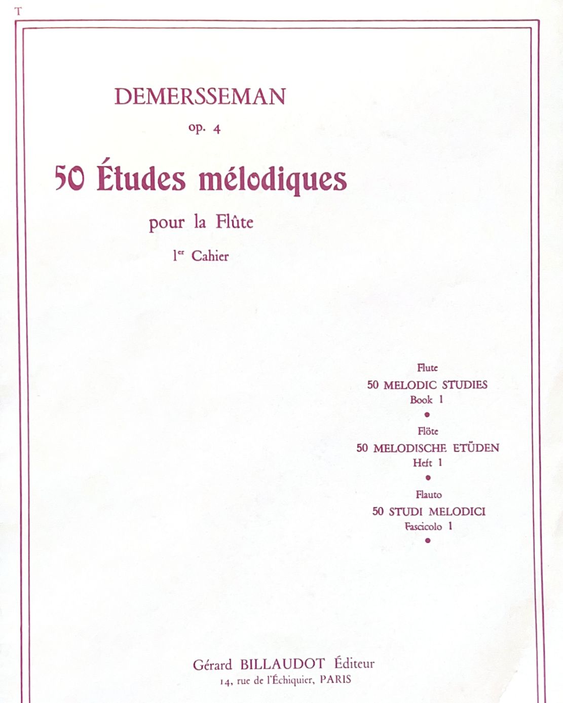 Demersseman- 50 Melodic Studies Op. 4 (Billaudot)