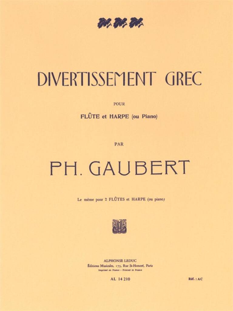 Gaubert- Divertissement Grec for Flute and Harp or Piano