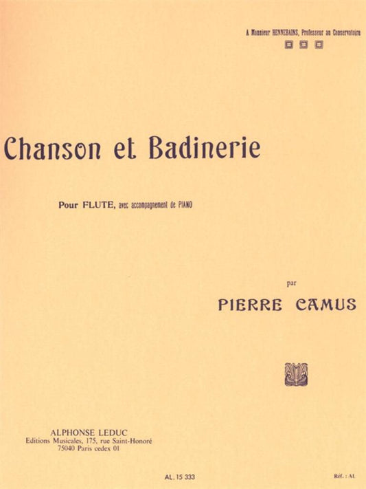 Camus- Chanson et Badinerie for Flute and Piano