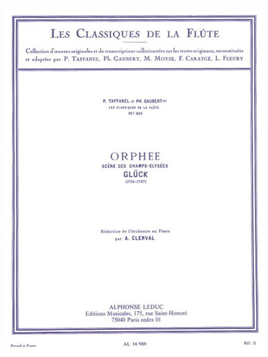 Gluck Orphee for Flute and Piano