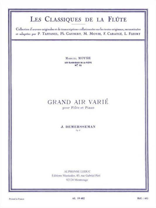 Demersseman- Grand Air Varie for Flute and Piano
