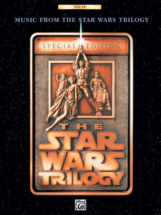 Score cover for Music from the Star Wars Trilogy with illustrated characters and the movie logo