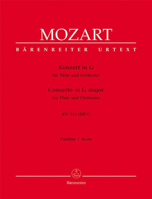 Mozart concert score with red cover and white text