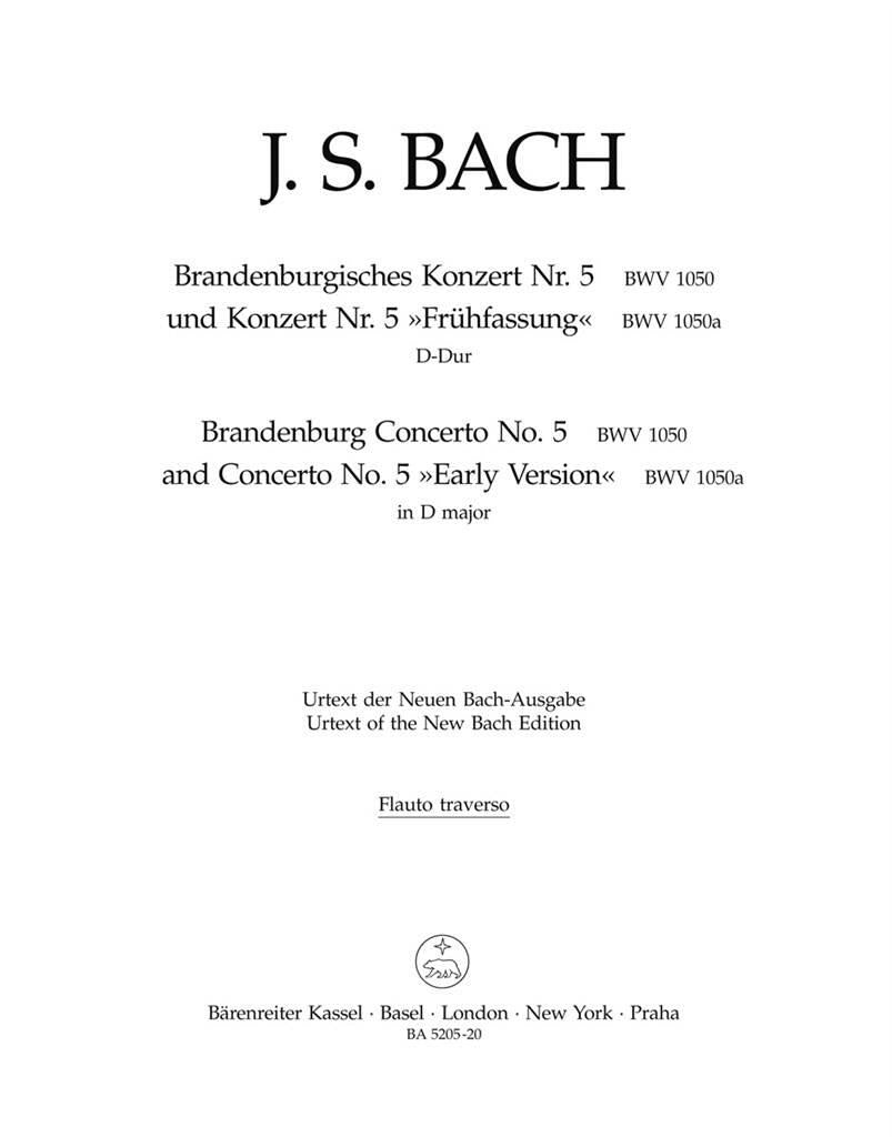 Bach Brandenburg Concerto No 5 BWV1050 and BWV1050a Flute part