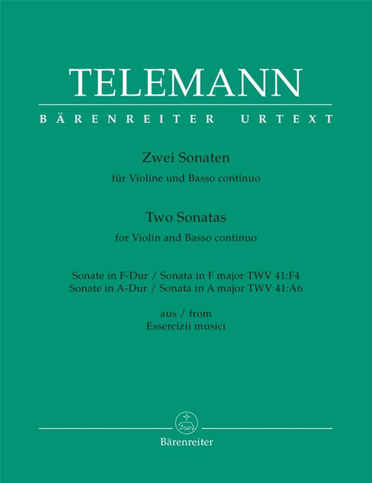 Telemann- Two Sonatas F and A From Essercizii Musici for Flute and Basso Continuo