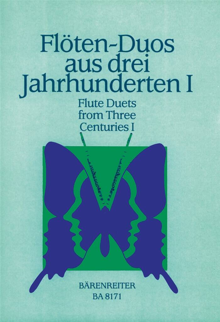 FLUTE DUETS FROM THREE CENTURIES Book 1 cover with a butterfly illustrated on blue background