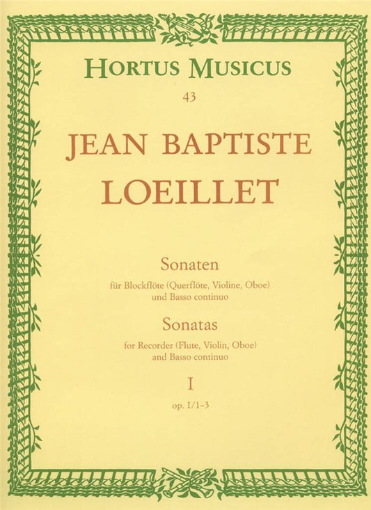 Loeillet- Sonatas Op. 1 Nos. 1-3 for Recorder or Flute and Continuo or Piano