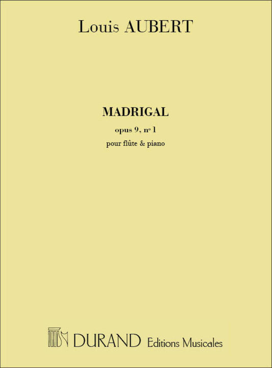 Aubert Madrigal Op 9 No 1 for Flute and Piano