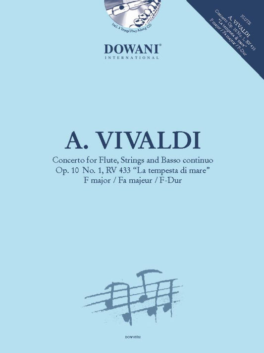 Vivaldi- Concerto in F Major (La Tempesta Di Mare) for Flute and Piano or Backing CD (Dowani)