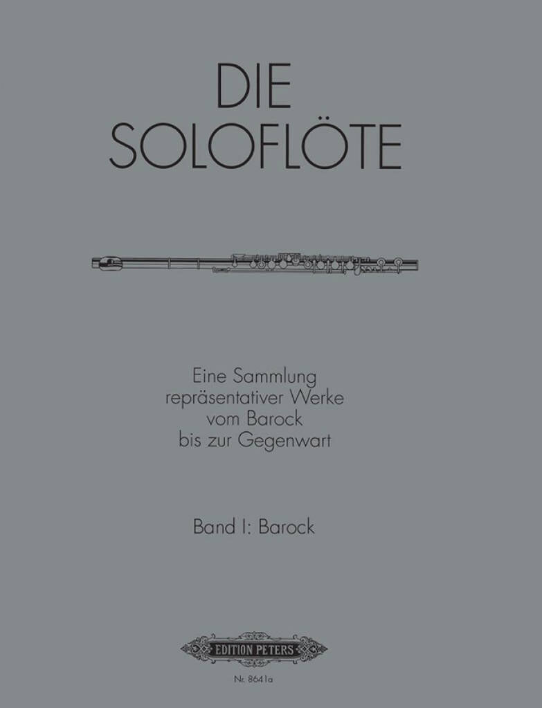 Book cover of 'Die Solofloöte' with a flute illustration on a gray background