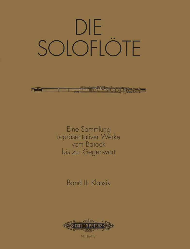 Book cover of 'Die Solofloete' with a flute illustration on a brown background