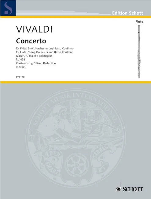 Vivaldi- Concerto No 4 in G Major RV436 for Flute and Piano (Schott)