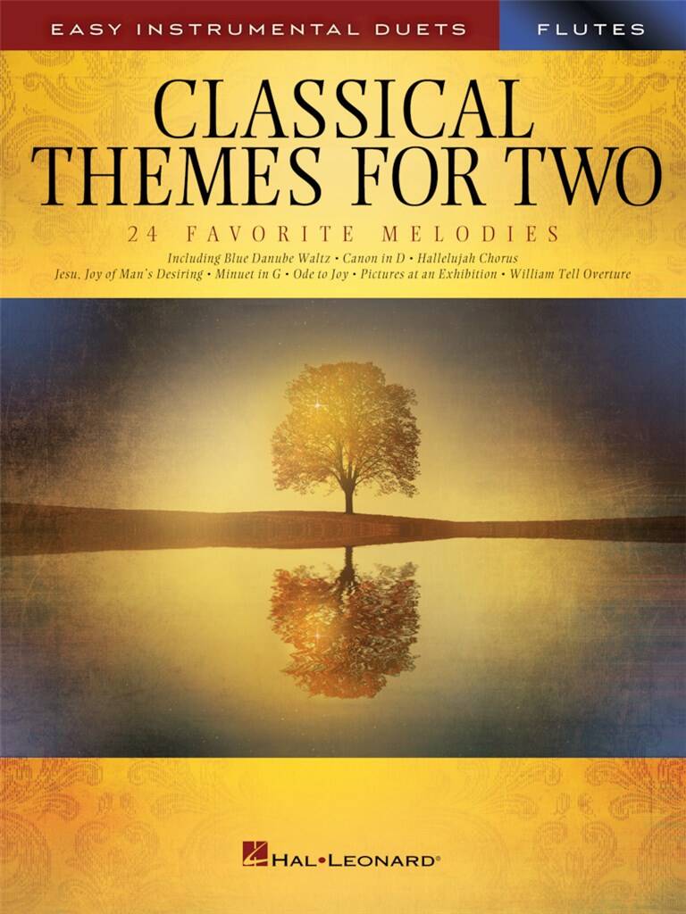 Classical Themes for Two Flutes cover illustrating a tree landscape on yellow background