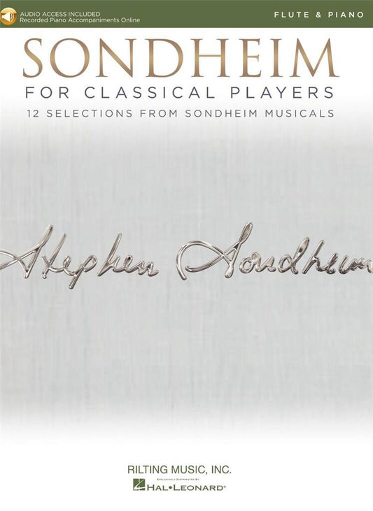 cover of sheet music titled 12 Selections from Sondheim Musicals arranged for flute and piano