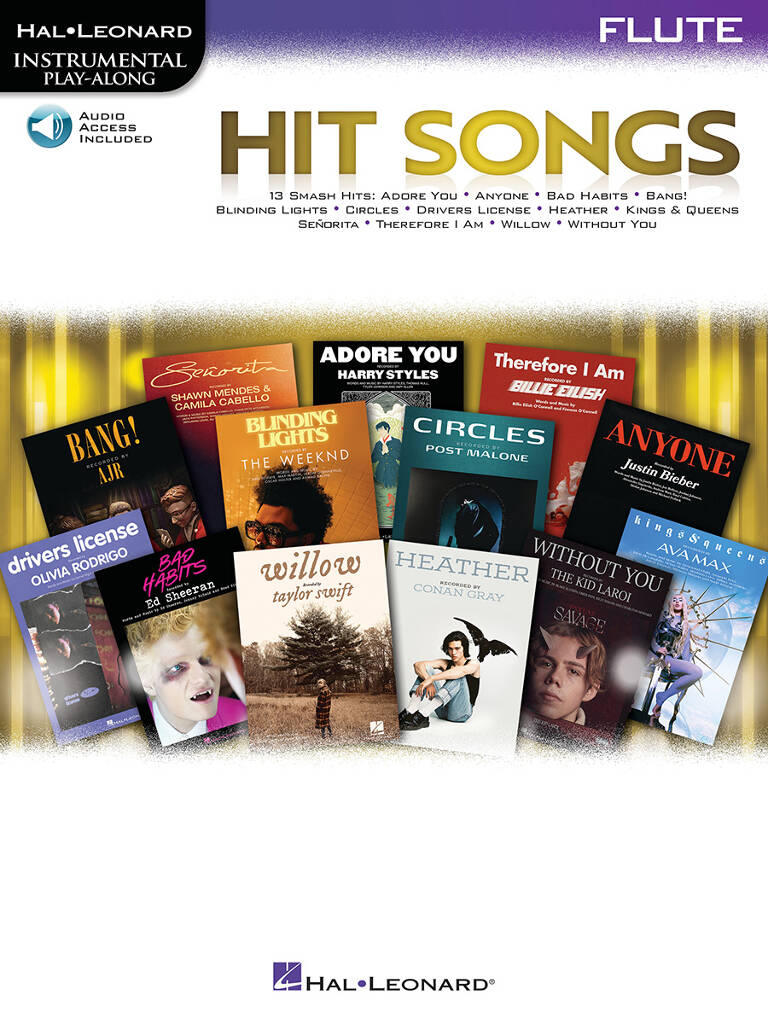 Hal Leonard instrumental play-along book for flute with cover of various hit songs.