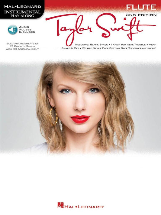 Flute play-along book for Taylor Swift with a portrait of the artist on the cover.