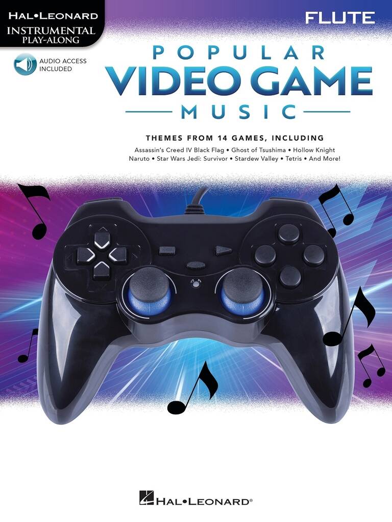Popular Video Game Music for Flute cover illustrating video game controller