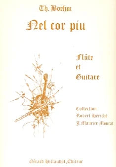 Nel Cor Piu by Boehm score cover with flute and guitar illustrated