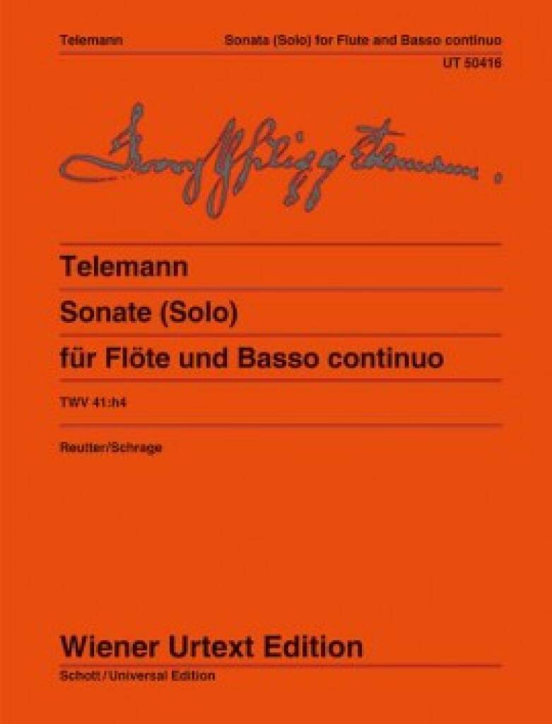 Telemann- Sonata from ‘Tafelmusik’ TWV 41:h4 for Flute and Basso Continuo (Urtext)