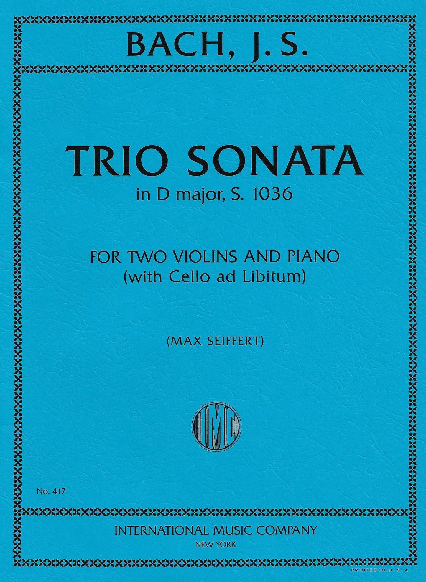 JS Bach- Trio Sonata in D Major, S. 1036 For Two Violins & Piano (with Cello ad Libitum)