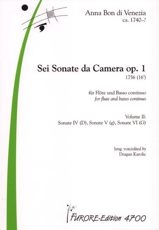 A. Bon di Venezia- Sei Sonate da Camera Op. 1 for Flute and Piano (Vol. 1 and 2)
