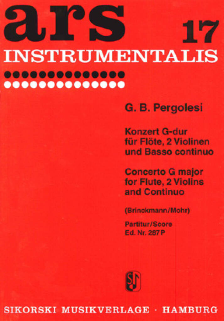 Pergolesi- Concerto in G Major for Flute and Piano (Sikorski)