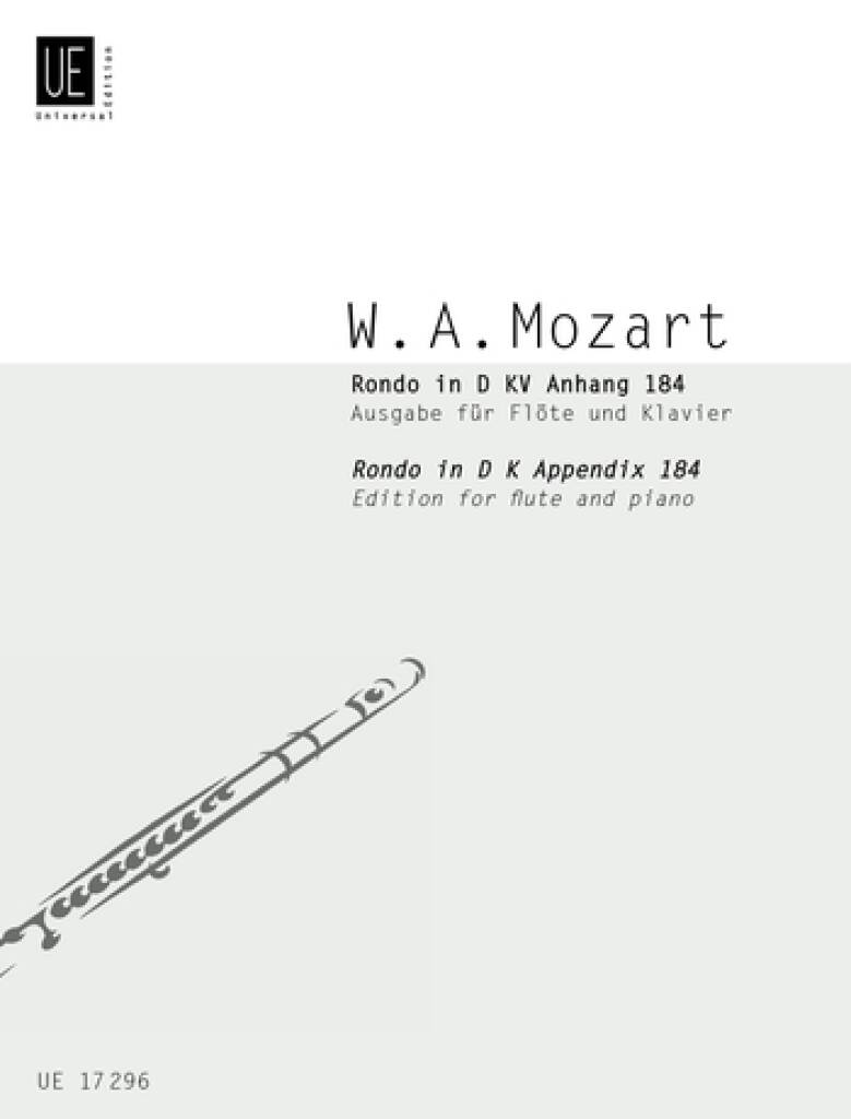 Mozart music sheet cover with flute illustration and text