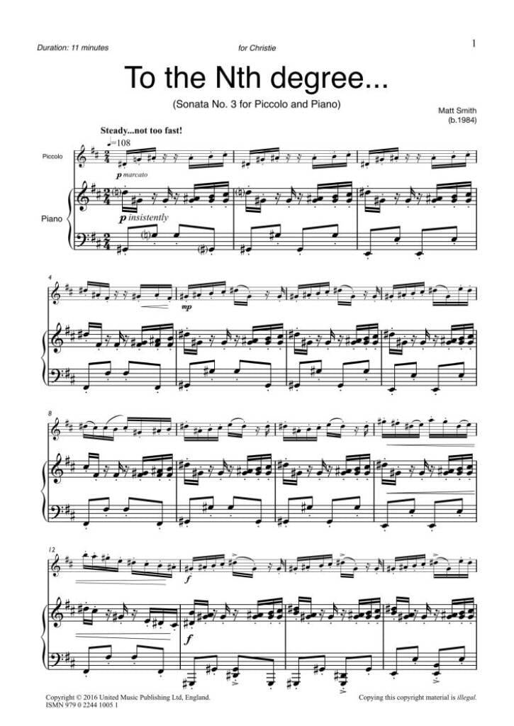 Smith To the Nth Degree Sonata No 3 for Piccolo and Piano