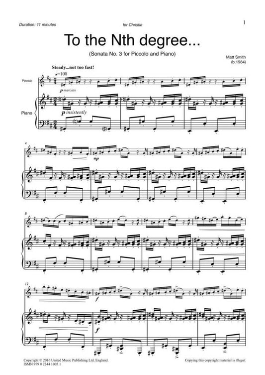 Smith To the Nth Degree Sonata No 3 for Piccolo and Piano