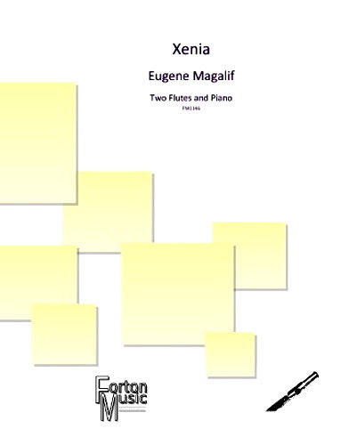 Sheet music cover for 'Xenia' by Eugene Magalif, featuring a geometric design and Forton Music logo.