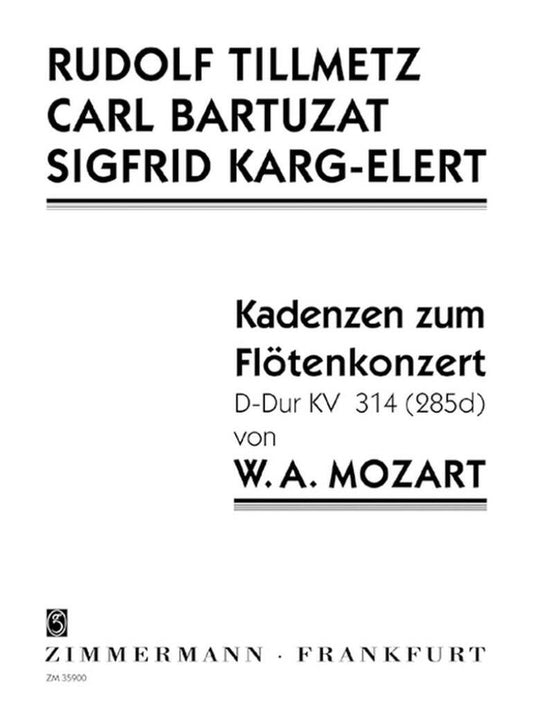 Cadenzas for Mozart Flute Concerto in D Major KV314