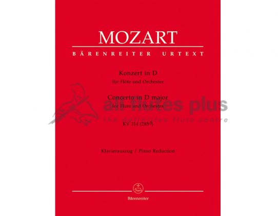 Mozart Concerto No 2 in D Major KV314-Flute and Piano-Barenreiter