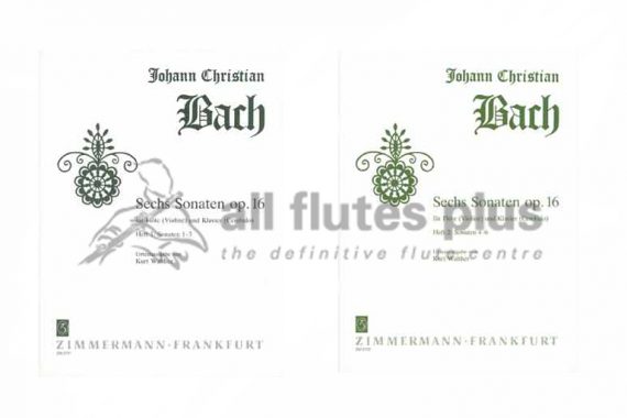 JC Bach 6 Sonatas Opus 16-Flute and Piano-Zimmermann