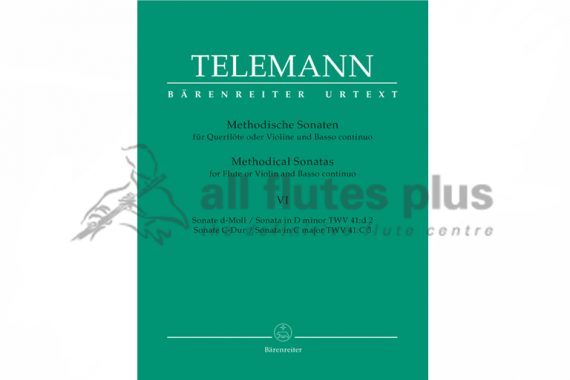 Telemann Methodical Sonatas Volume 6-Flute and Basso Continuo-Barenreiter