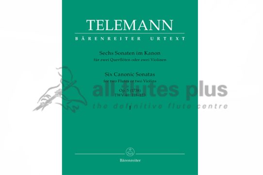 Telemann Six Canonic Sonatas Volume 1-Two Flutes